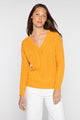 Cashmere Cable Vee Neck Sweater